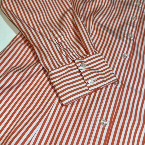 Prototype Button-Front Shirt Striped burn orange White Top Long Sleeve Size L - Picture 3 of 5